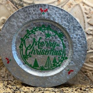 Silver Merry Christmas Decorative Plate